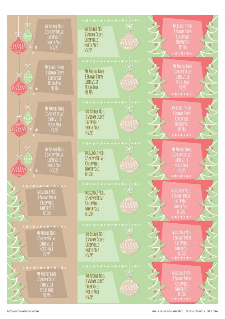 Christmas address labels template image