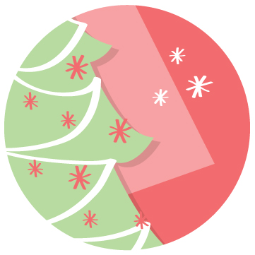 Christmas sticker seal red with Christmas tree