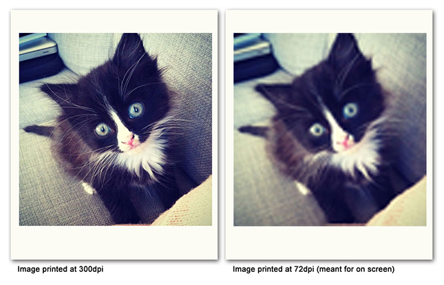 Difference between images printed at 300dpi and 72dpi