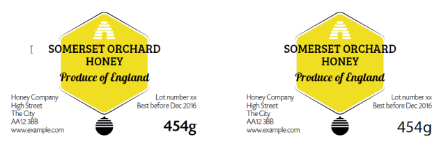 A GIF showing how the honey label template works