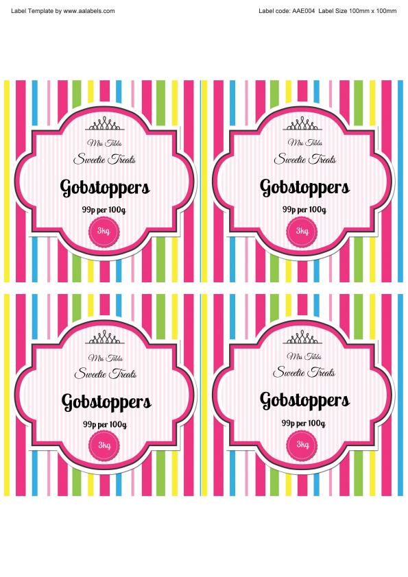 Gobstoppers Sweet Jar Labels Image