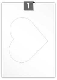 1 étiquette cœur par feuille -  158.4 mm x 183 mm