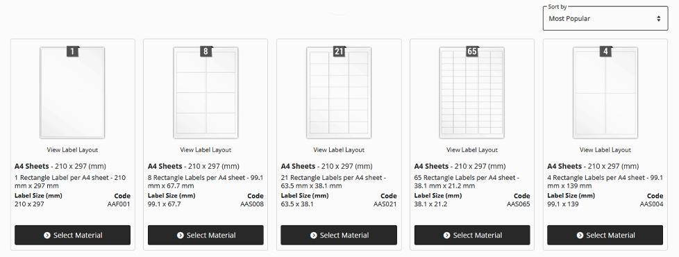 Popular A4 Label Layouts Popular A4 Label Layouts