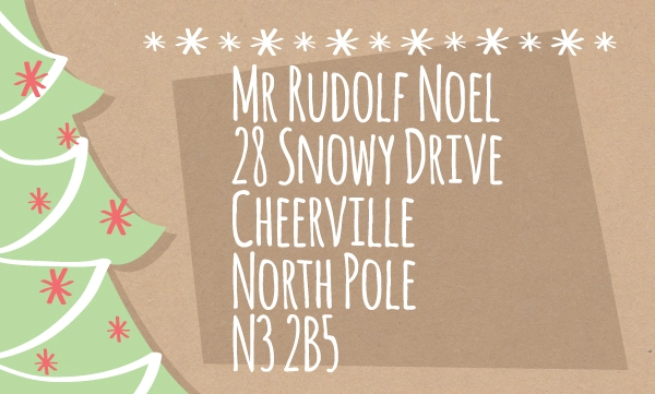 Christmas address label gold with christmas tree