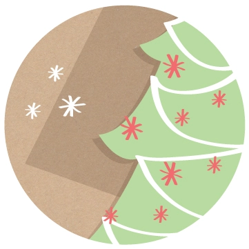 Christmas seal gold with Christmas tree