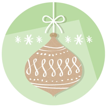 Christmas seal green with gold baubel