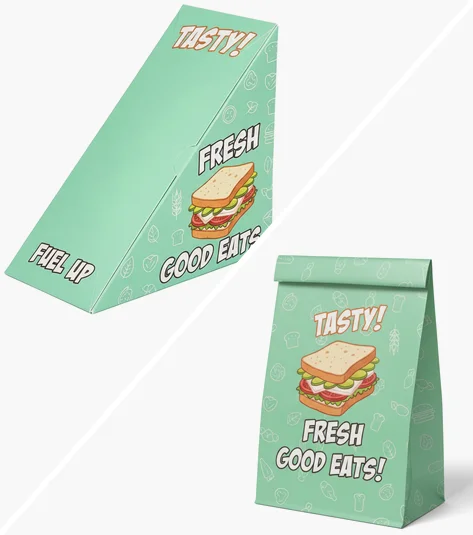 Boxes and bags for sandwich packaging