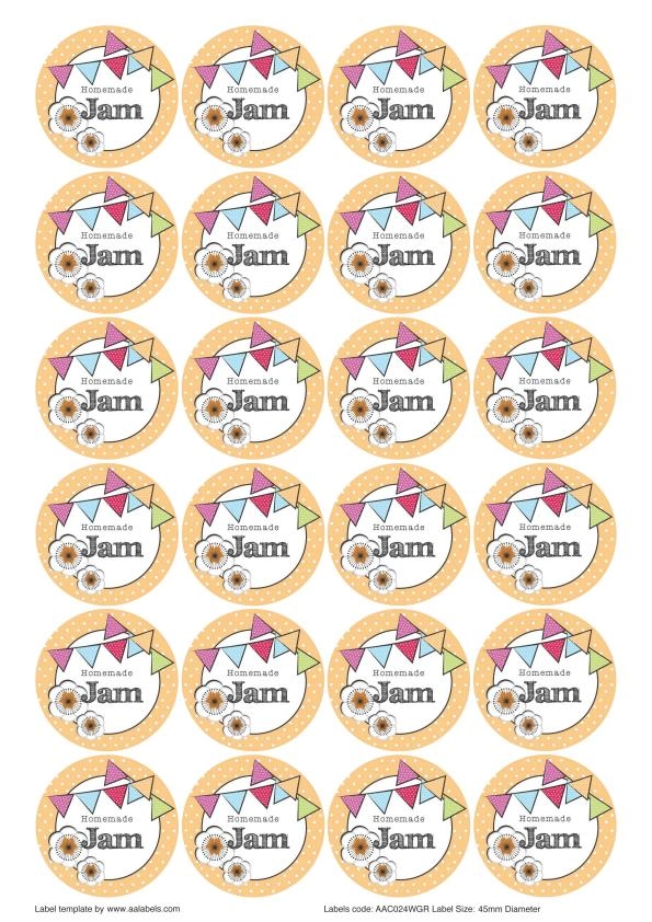 Great British Summer Apricot Jam Jar Lid Labels
