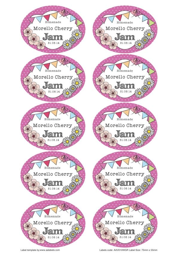 Great British Summer Cherry Jam Jar Labels
