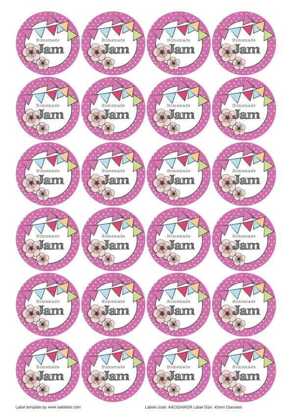 Great British Summer Cherry Jam Jar Lid Labels