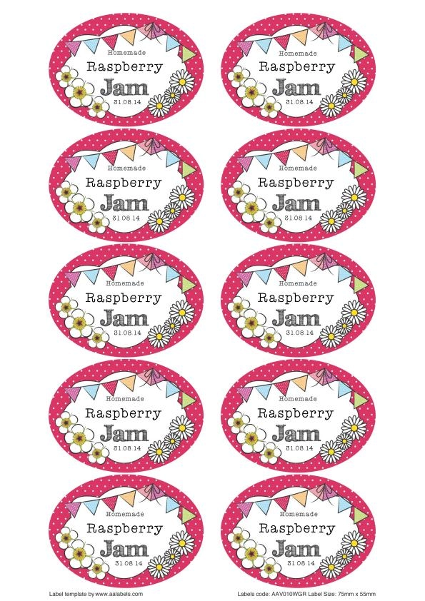 Great British Summer Raspberry Jam Jar Labels