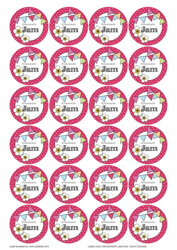 Great British Summer Raspberry Jam Jar Lid Labels