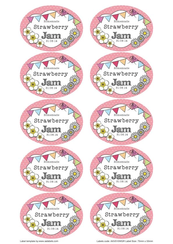 Great British Summer Strawberry Jam Jar Labels