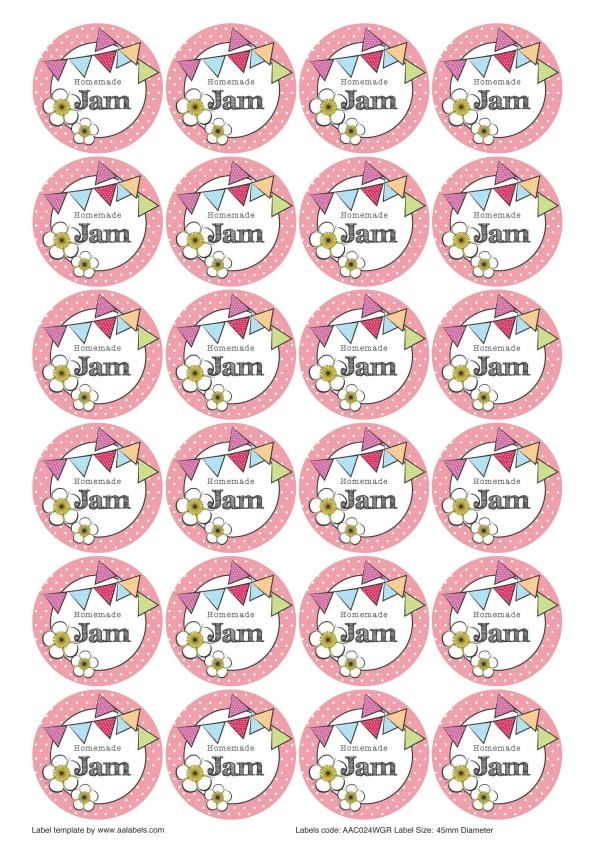 Great British Summer Strawberry Jam Jar Lid Labels