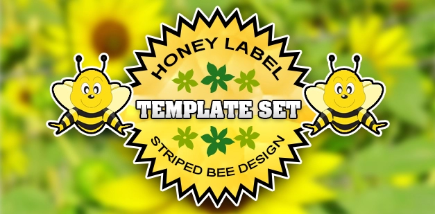 Honey Label Template Set: Striped Bee Design