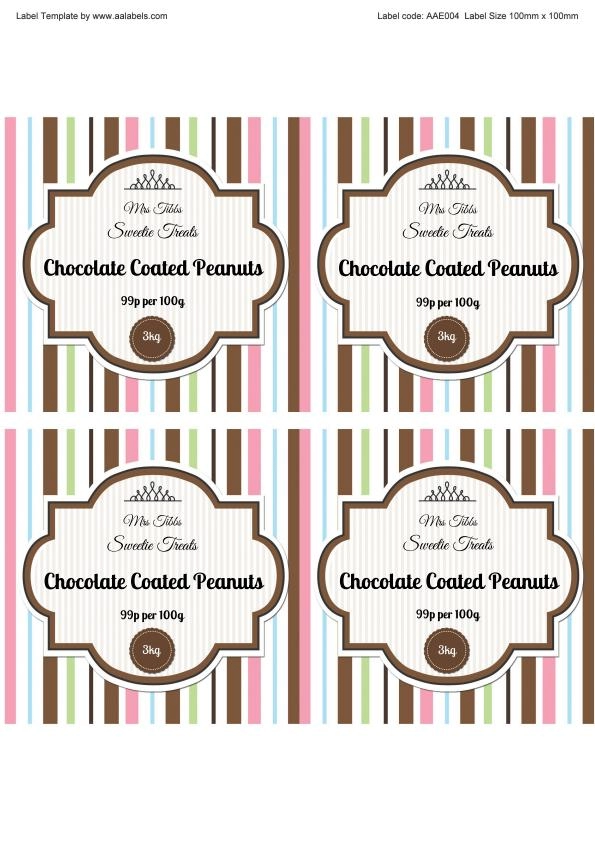 Chocolate Peanuts Sweet Jar Label Image