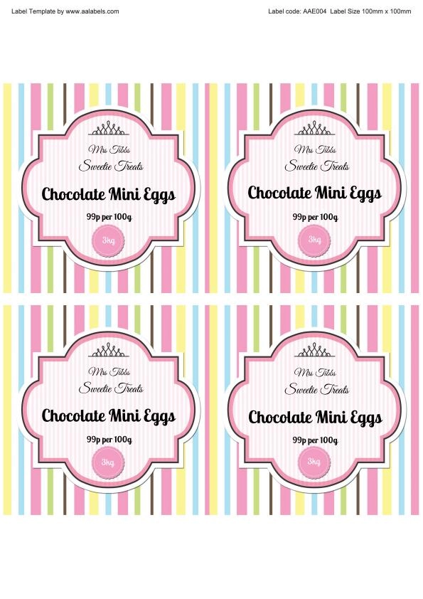 Mini Eggs Sweet Jar Labels Image