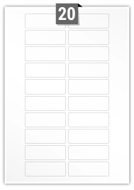 20 étiquettes rectangulaires par feuille -  70 mm x 25 mm