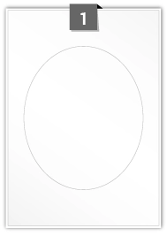1 étiquette ovale par feuille -  166 mm x 198 mm
