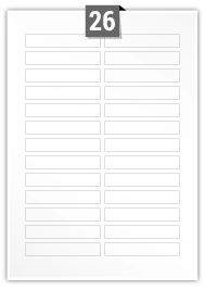26 étiquettes rectangulaires par feuille -  85 mm x 15 mm