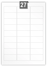 27 étiquettes rectangulaires par feuille -  63.5 mm x 29.6 mm