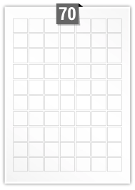 70 Square Labels per A4 sheet 