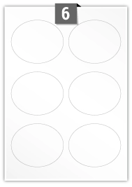 6 étiquettes ovale par feuille -  92 mm x 76 mm