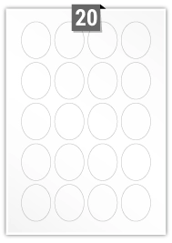20 Oval Labels per A4 sheet 
