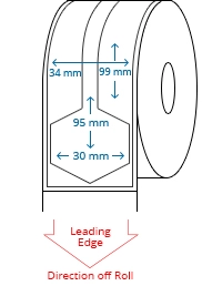 34 mm x 99 mm / 30 mm x 95 mm Roll Labels