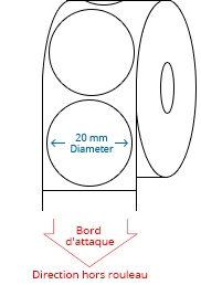 20 mm Étiquettes de rouleau de cercle