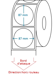 87 mm Étiquettes de rouleau de cercle