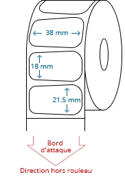 38 mm x 21.5 mm Étiquettes à rouleaux