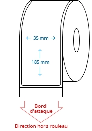 35 mm x 185 mm Étiquettes à rouleaux