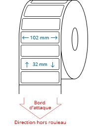 102 mm x 32 mm Étiquettes à rouleaux