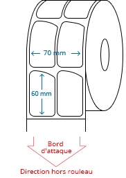 70 mm x 60 mm Étiquettes à rouleaux