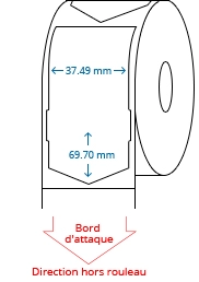 37.49 mm x 69.70 mm Étiquettes à rouleaux