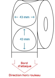 43 mm x 43 mm Étiquettes à rouleaux