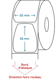 55 mm x 66 mm Étiquettes à rouleaux