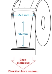 55.3 mm x 96 mm / 51.3 mm x 92 mm Étiquettes à rouleaux
