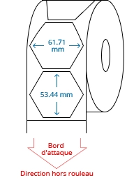 61.71 mm x 53.44 mm Étiquettes à rouleaux