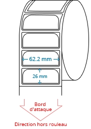 62.2 mm x 26 mm / 58.2 mm x 22 mm  Étiquettes à rouleaux