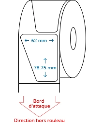 62 mm x 78.75 mm Étiquettes à rouleaux