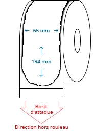 65 mm x 194 mm Étiquettes à rouleaux