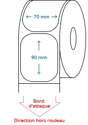 70 mm x 90 mm Étiquettes à rouleaux