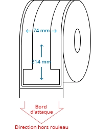 74 mm x 214 mm / 70 mm x 210 mm Étiquettes à rouleaux