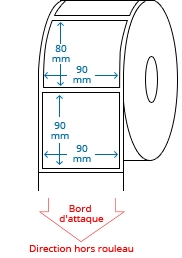 90 mm x 90 mm / 90 mm x 80 mm Étiquettes à rouleaux