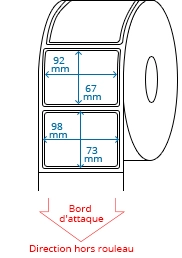 98 mm x 73 mm / 92 mm x 67 mm Étiquettes à rouleaux