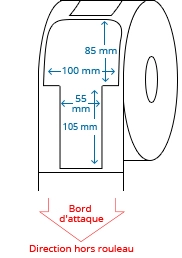 100 mm x 85 mm / 55 mm x 105 mm Étiquettes à rouleaux