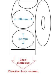 38 mm x 32 mm Étiquettes à rouleaux