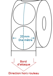 20 mm Étiquettes de rouleau de cercle